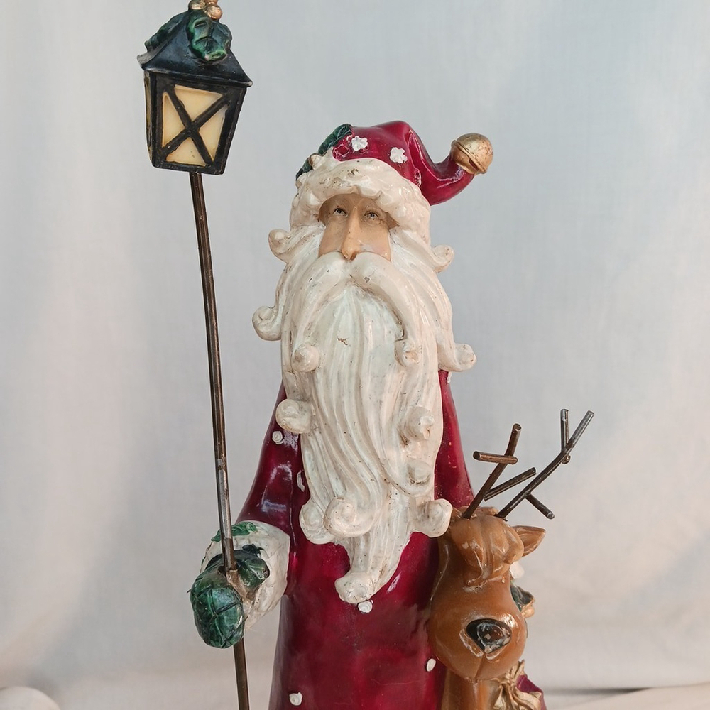Old World Santa Reindeer Figurine 14 Inch Christmas